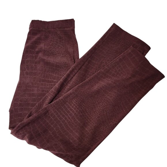 Crocodile Print Plum Purple Pants Women 9/10  Business Casual Retro Style Lounge - Picture 4 of 14
